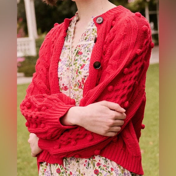 THE GREAT The Mountainside Cardigan in Deep Rose - Picture 4 of 16
